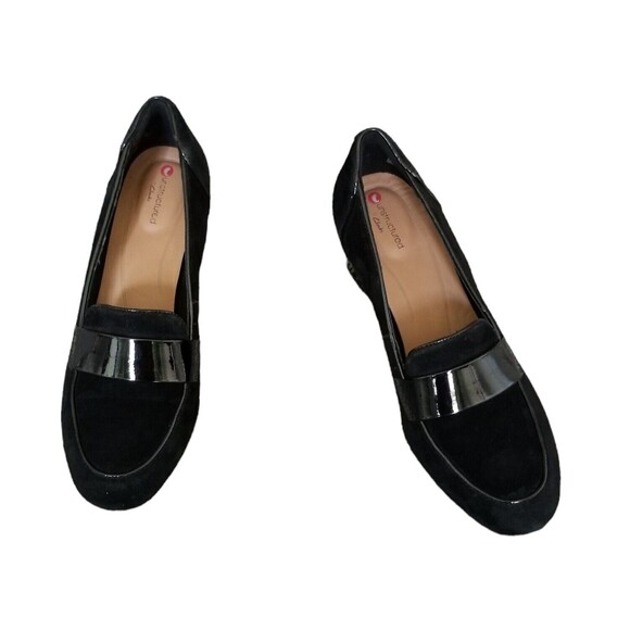 Clarks Un Cosmo Way Black Suede Block Heel Loafer Womens Size 7 READ - Picture 10 of 11